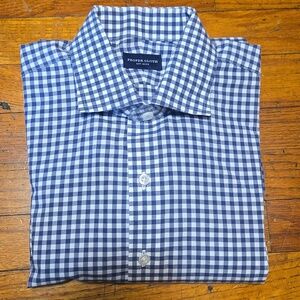 Proper Cloth Men’s Custom Dress Shirt 16.5-34/35 Blue Gingham Check Cotton